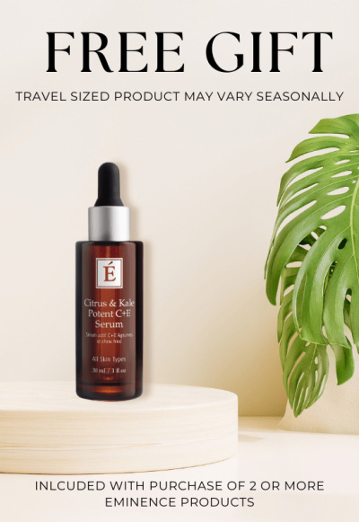 eminence travel serum free gift giveaway graphic included with purchase of 2 or more eminence products